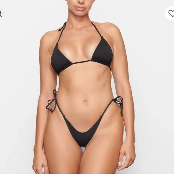 SKIMS Swim Dippy Tie Bottoms - Color Onyx - Size S - Picture 2 of 6